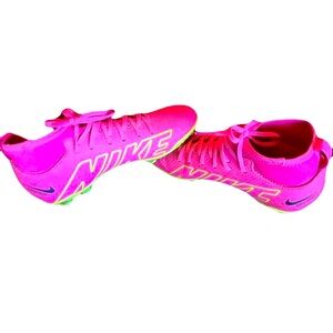 Nike Jr. Mercurial Superfly 9 Club Pink Blast/Gridiron/Volt Kids' Soccer Cleat